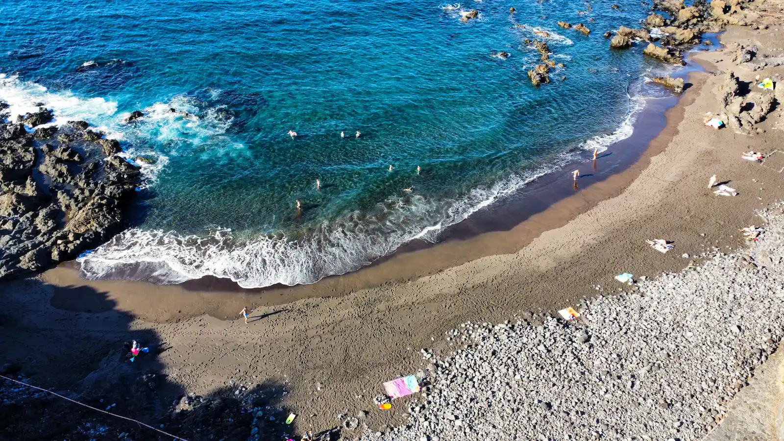 Aerial view of Playa de las Arenas Tenerife with turquoise water and sand