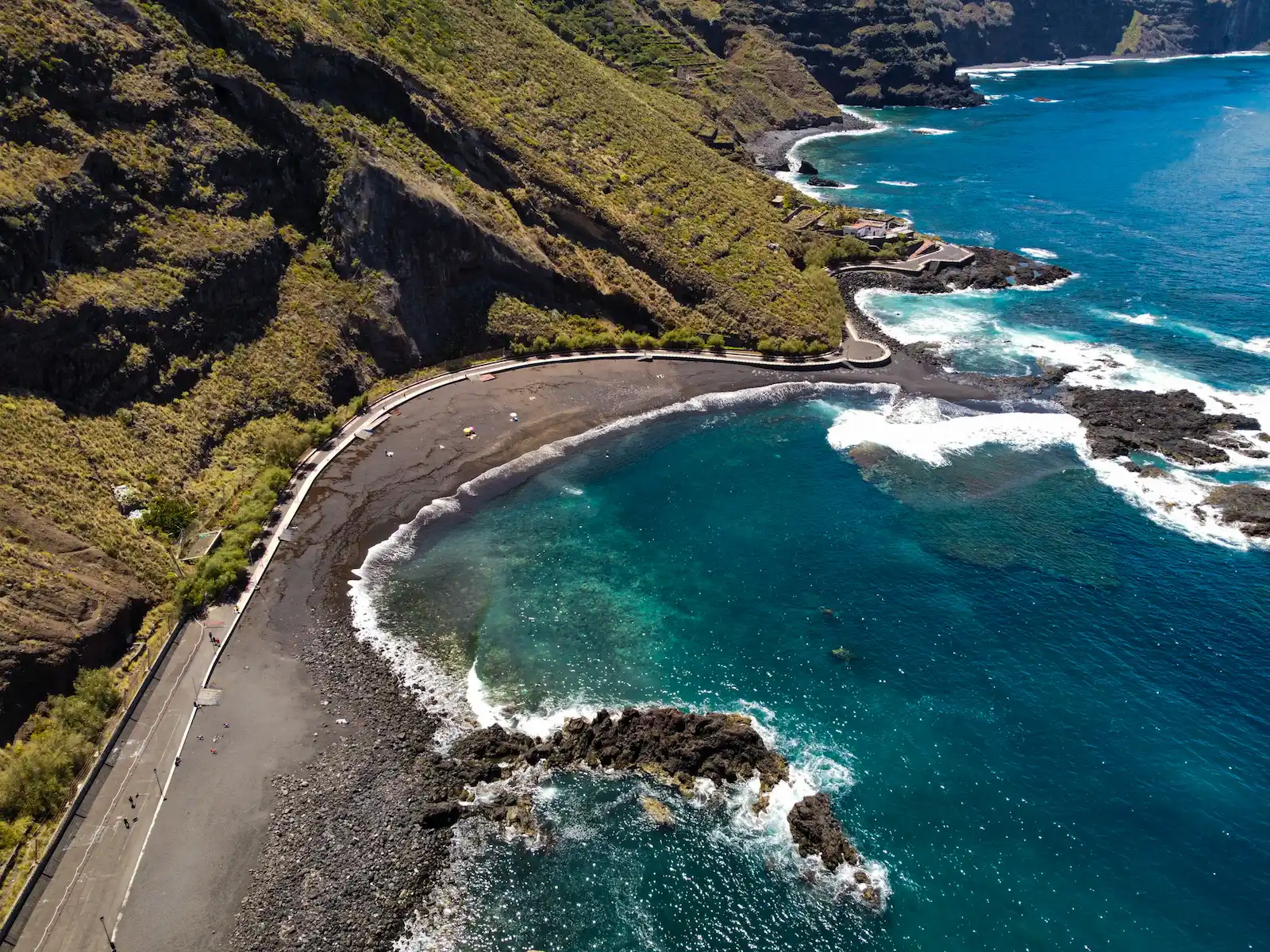 Aerial view of Playa de la Arena bay in Tenerife