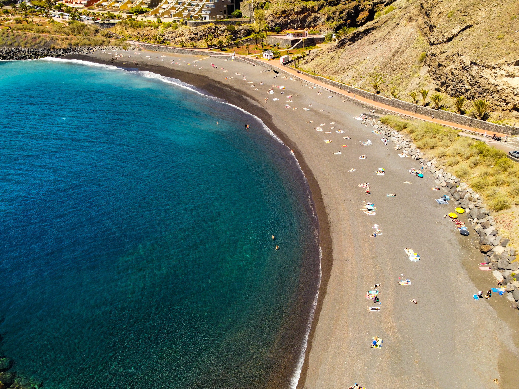 Playa de la Nea curved bay and calm ocean in Tenerife