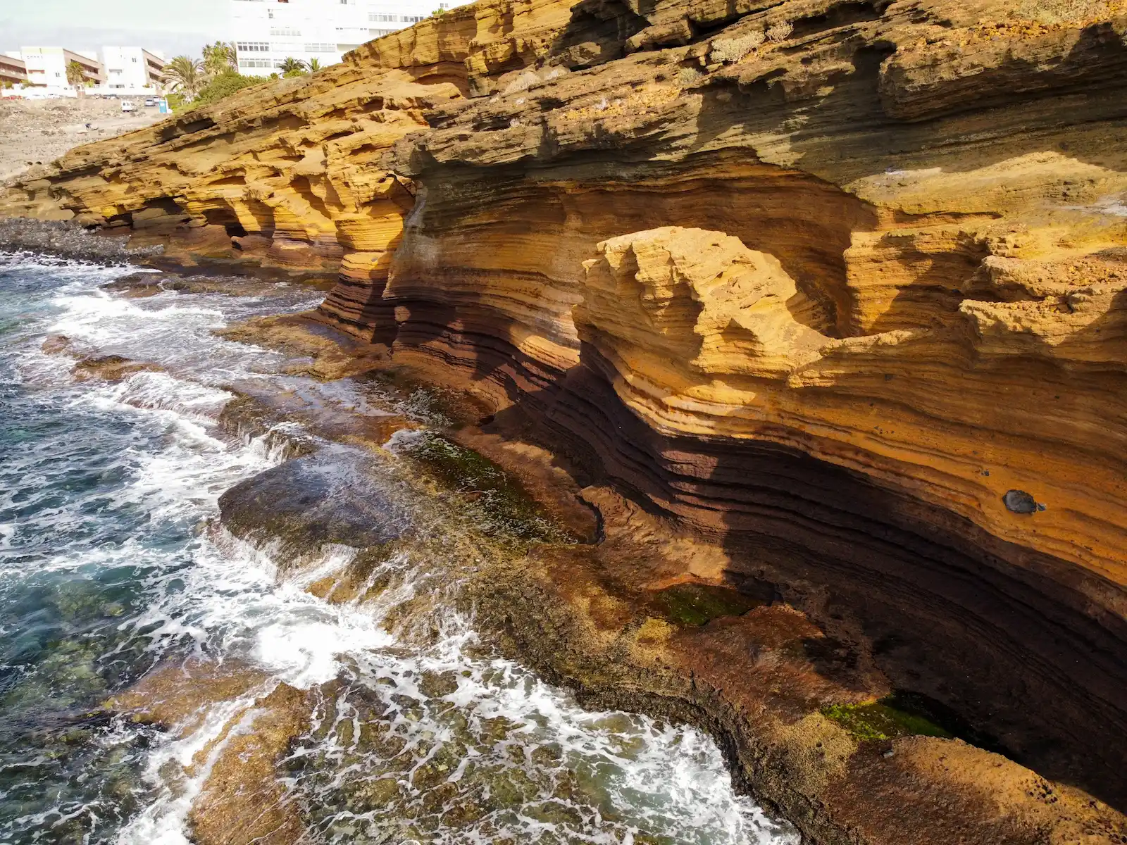 Eroded volcanic formations at Montaña Amarilla in Tenerife