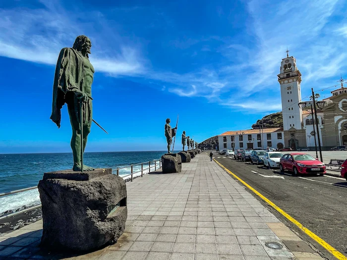 Statues of Guanche kings on the promenade of Candelaria