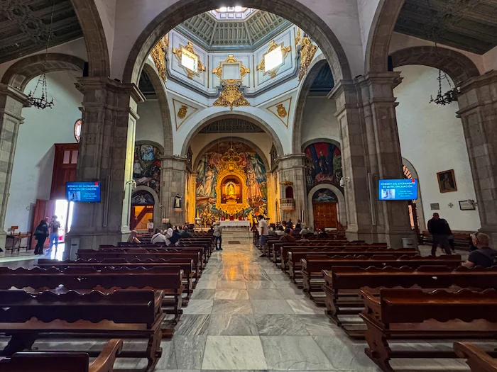 Nave and altar of the Basilica of Candelaria in Tenerife