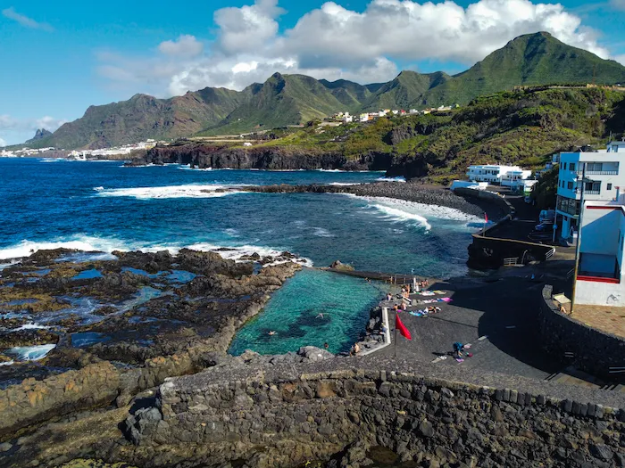Aerial view of Jover natural pool on Tenerife’s north coast