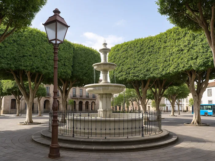 Historic fountain at Plaza del Adelantado in La Laguna