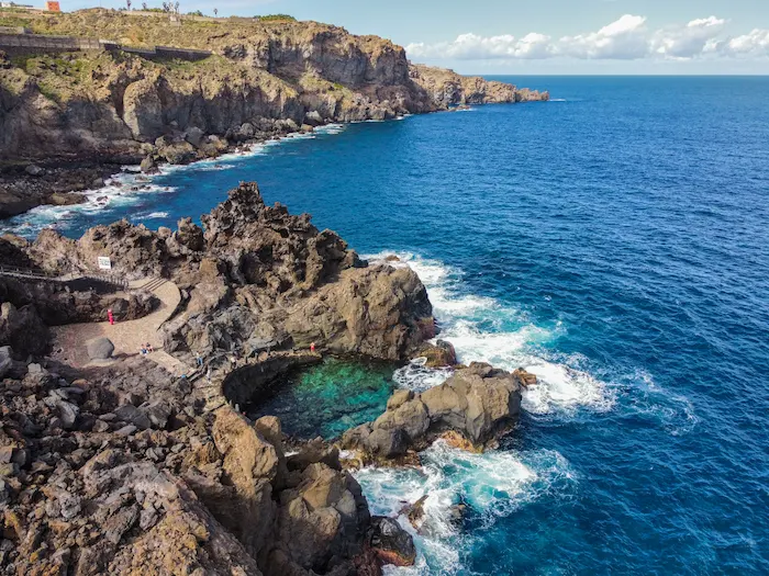 Volcanic pool near the Atlantic Ocean cliffs at Charco de La Laja, Tenerife