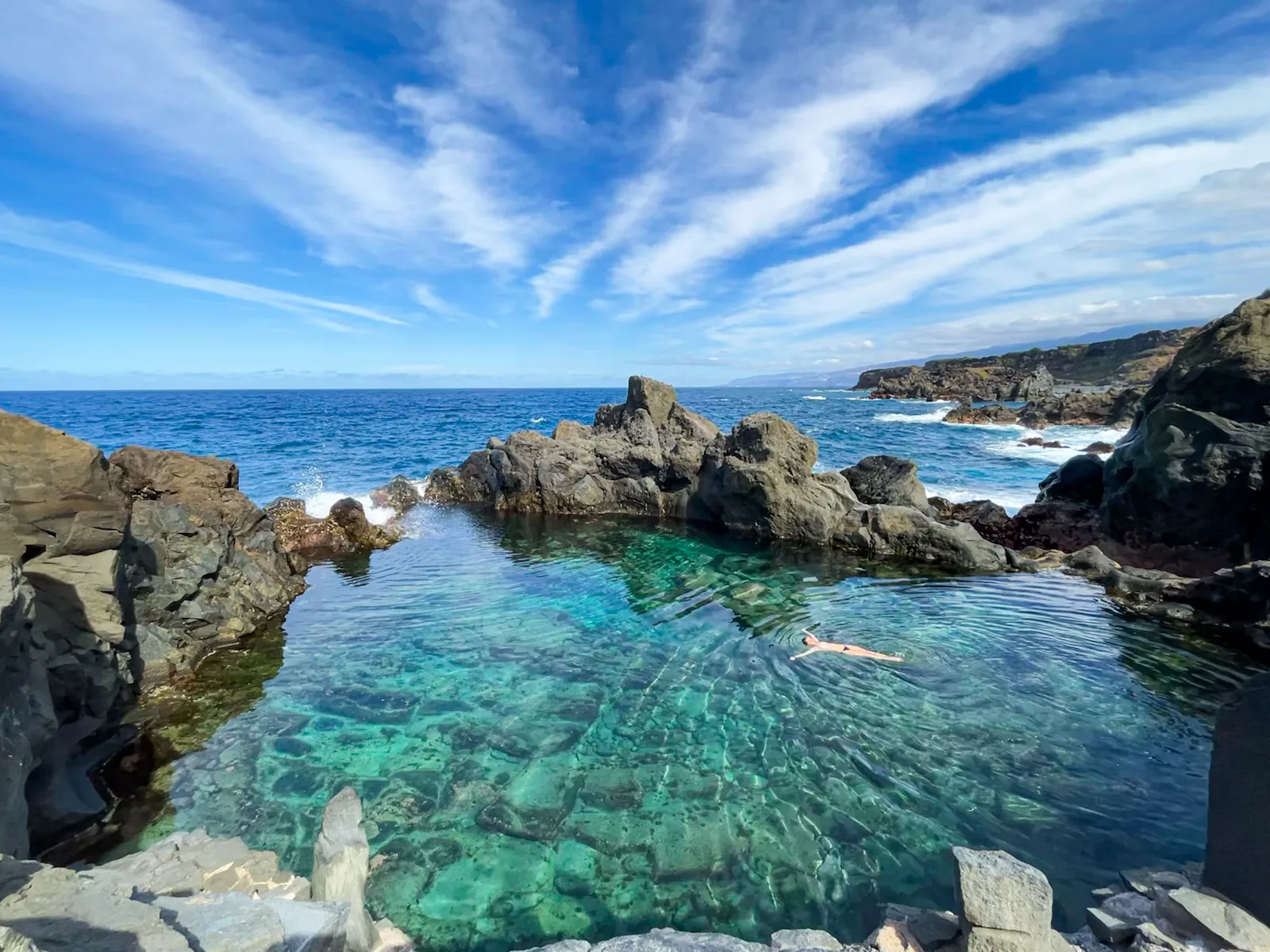 Natural volcanic pool with turquoise water in San Juan de la Rambla, Tenerife