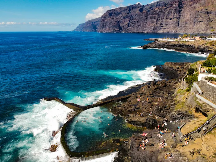 Natural pool in Los Gigantes Tenerife with cliffs in the background