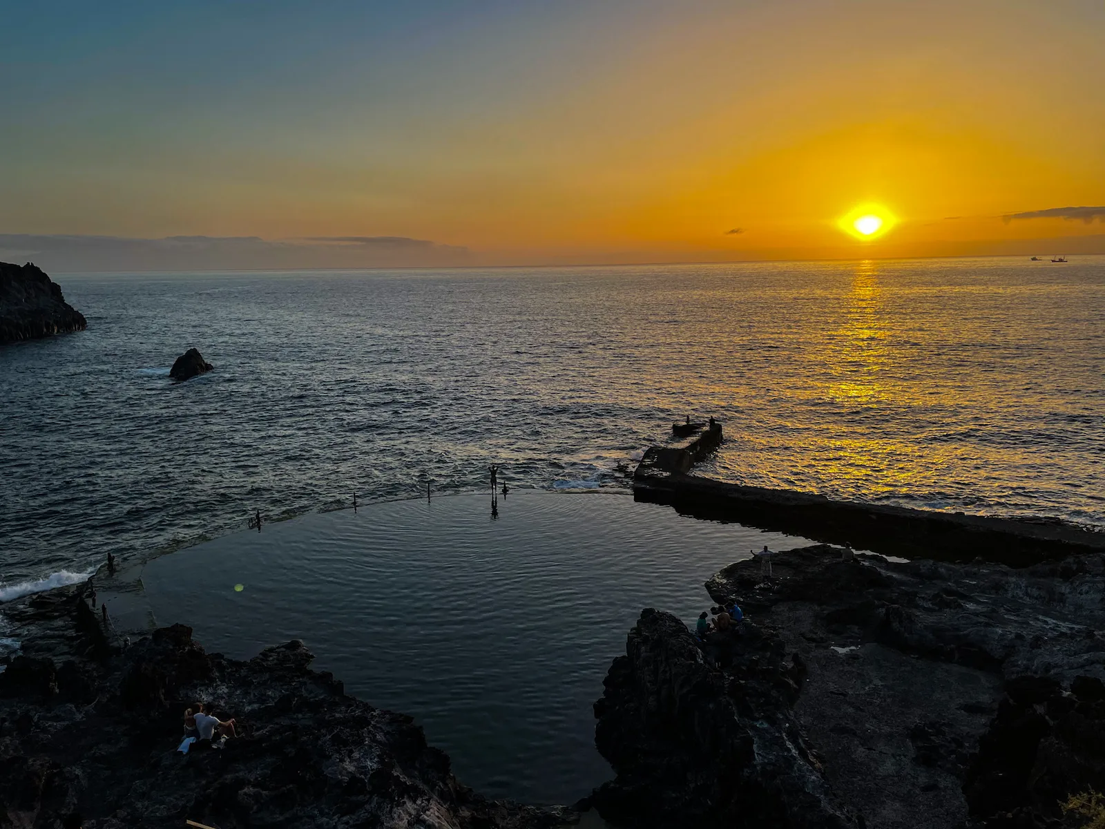 Sunset at the natural pool in Los Gigantes Tenerife