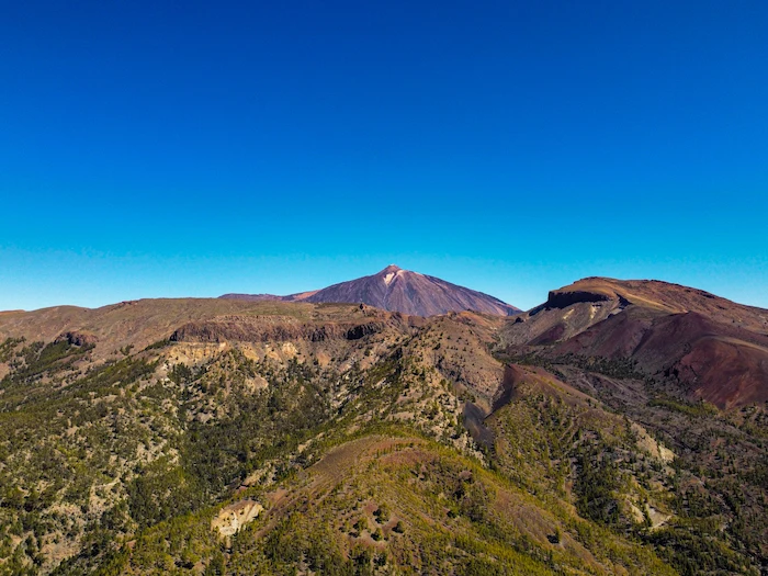 View of Mount Teide from Paisaje Lunar hike in Tenerife