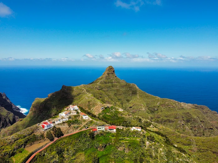 Roque de Taborno with the narrow hiking trail leading toward it