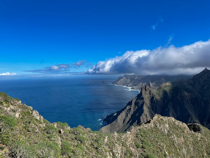 Aerial view of Roque de Taborno and the nearby village