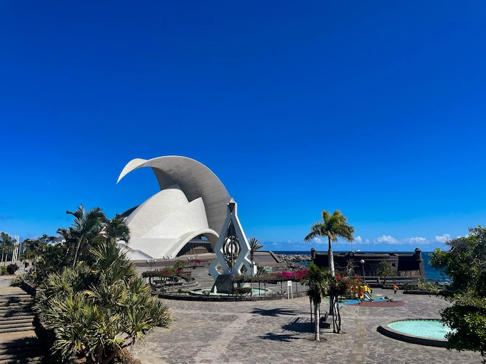 Exterior view of the Auditorio de Tenerife with its modern architecture