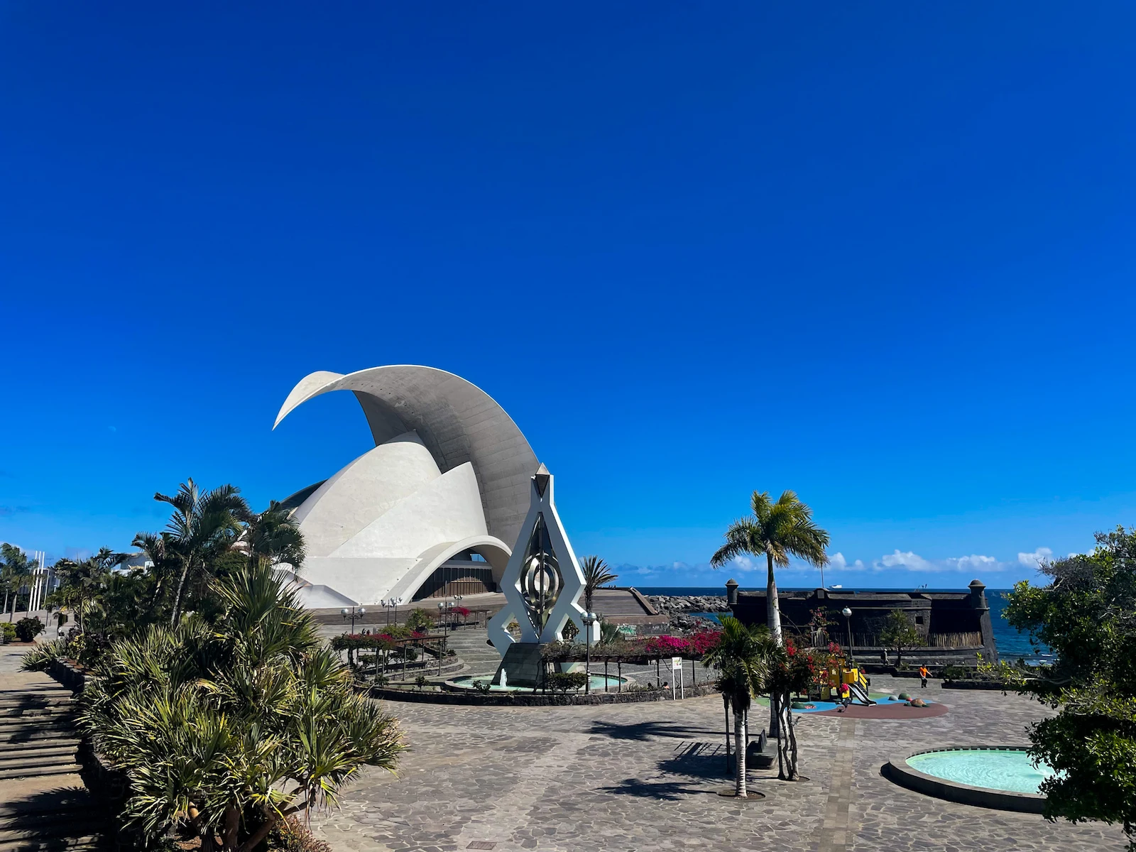 Exterior view of the Auditorio de Tenerife with its modern architecture