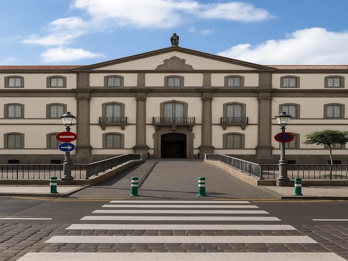 Neoclassical facade of the Museum of Nature and Archaeology in Santa Cruz de Tenerife