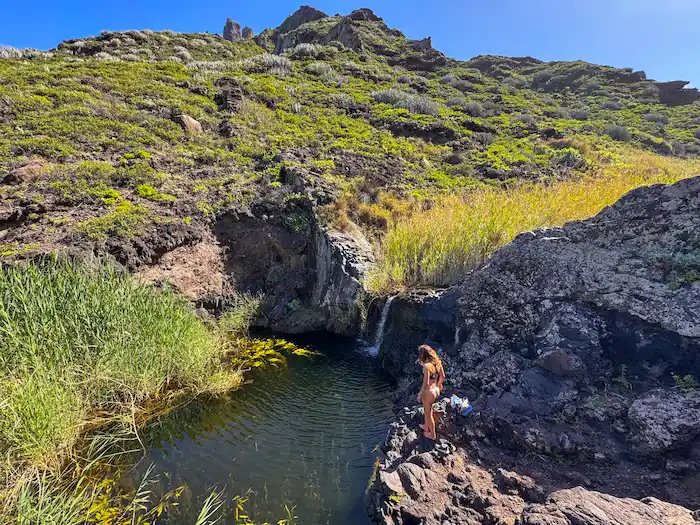 Small natural pool near Playa Tamadite on the Afur hike