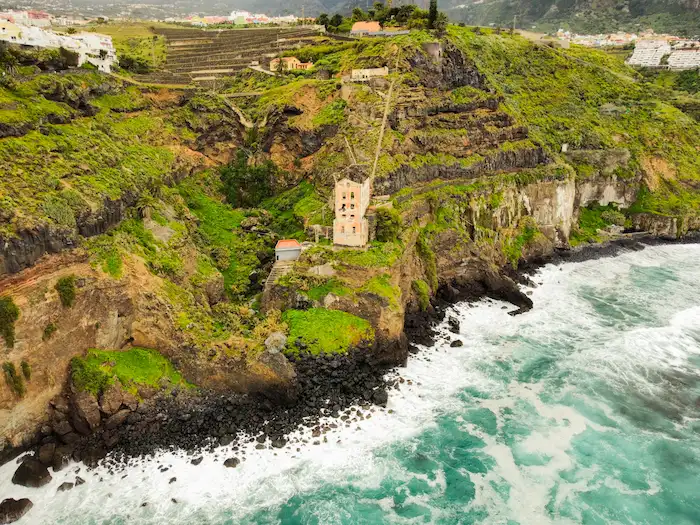 Aerial view of Casa Hamilton on Tenerife’s rugged north coast