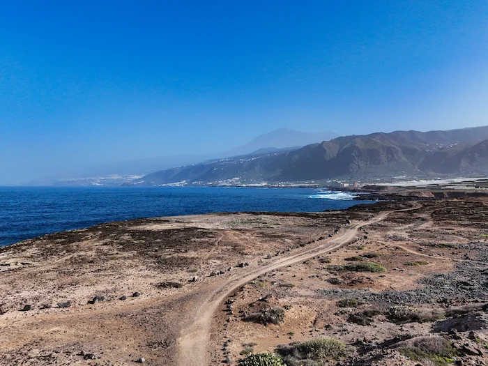 Coastal trail with mountain and ocean views in Tenerife