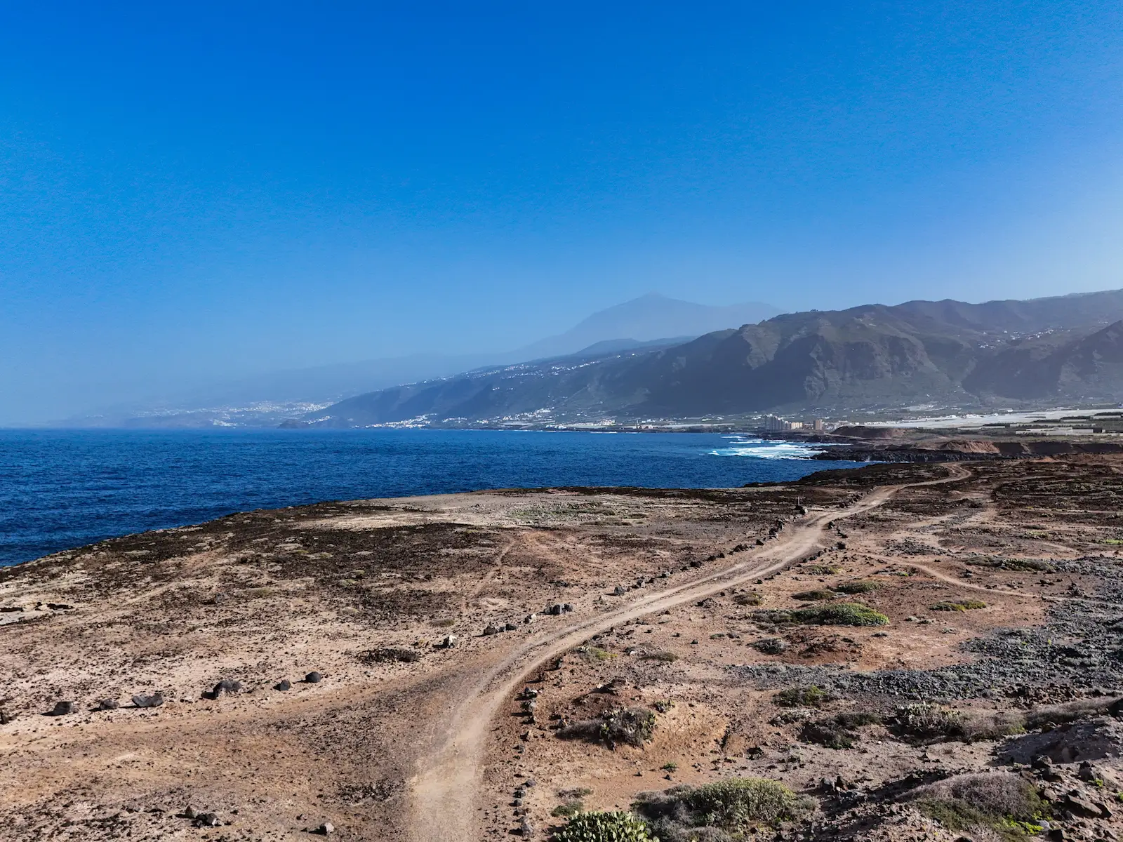 Coastal trail with mountain and ocean views in Tenerife