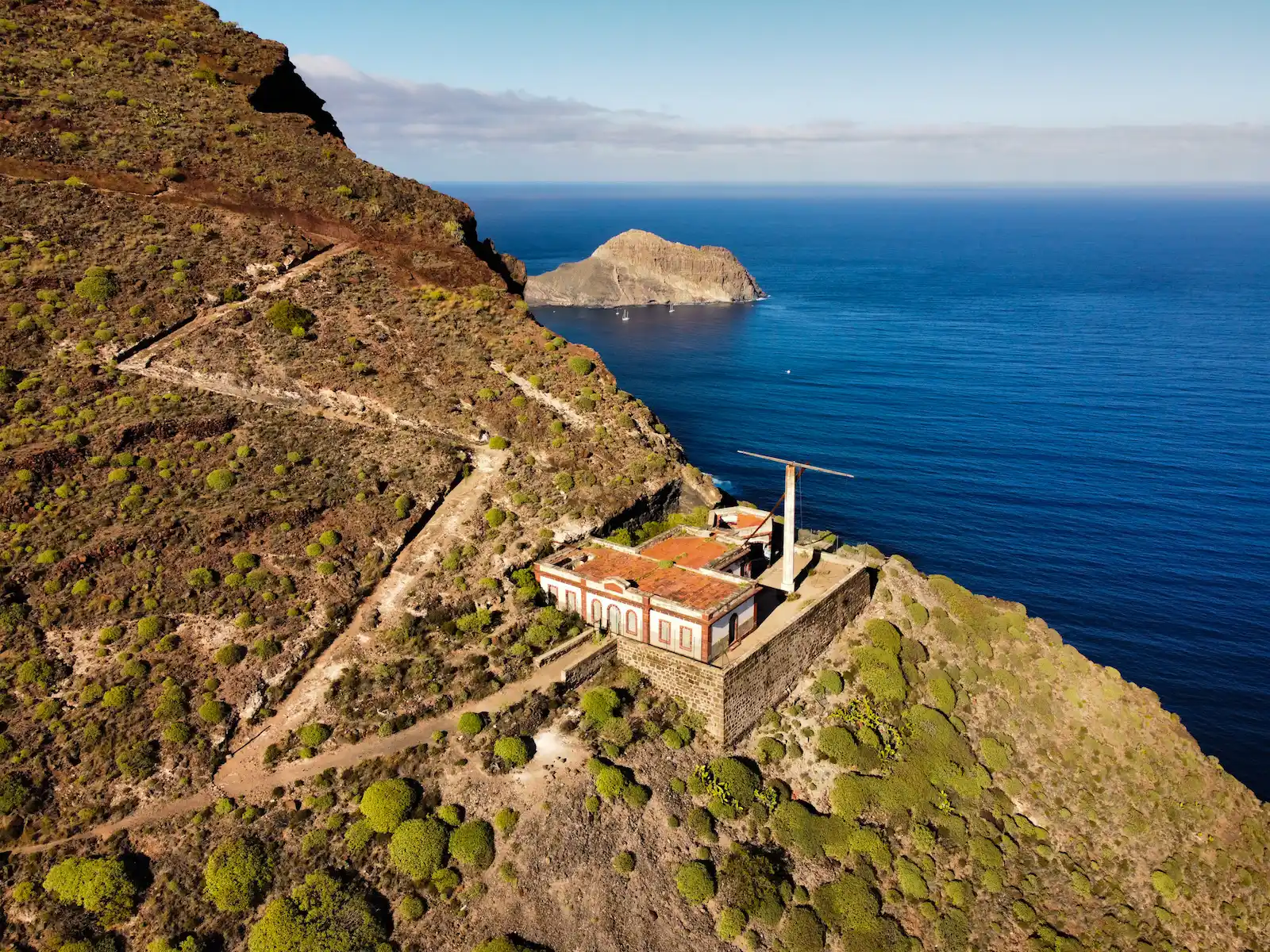 Drone photo of El Semáforo de Igueste and cliff trail in Tenerife