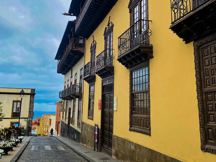 Facade of Casa de los Balcones with traditional Canarian balconies