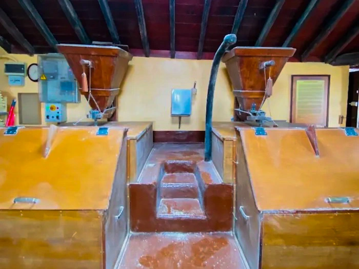 Traditional gofio mill with wooden machinery in La Orotava