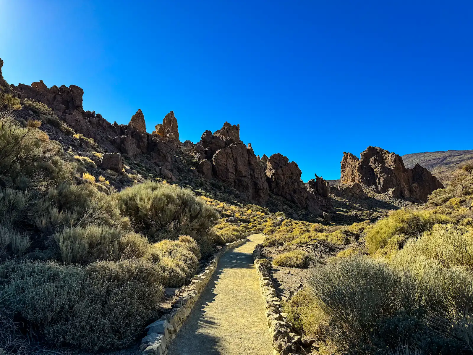 Roques de García hiking path with rock formations