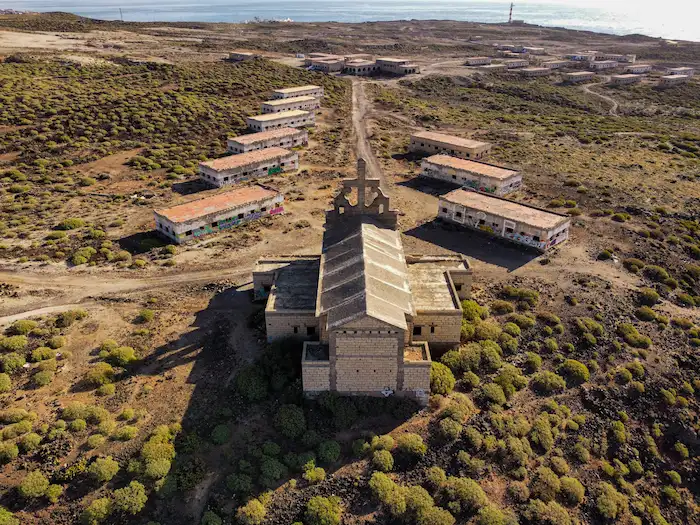 Drone view of Sanatorio de Abona, one of the top Tenerife abandoned places