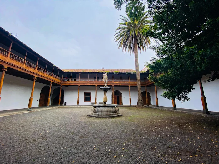 Traditional Canarian courtyard inside the public library of Icod de los Vinos