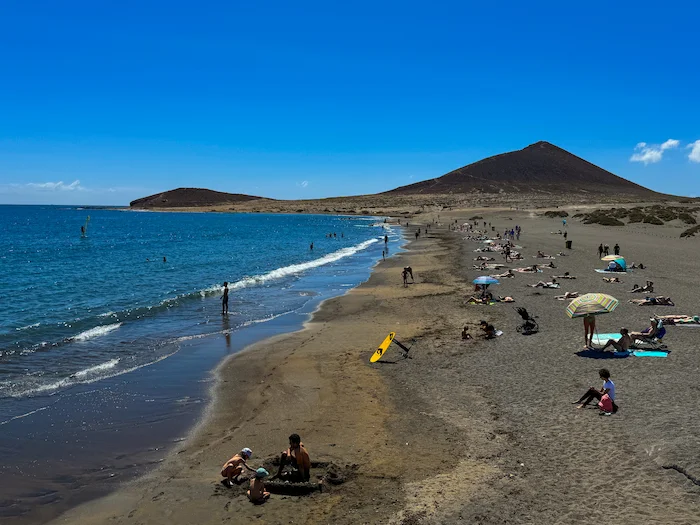 El Médano beach with view towards Montaña Roja and Playa de la Tejita
