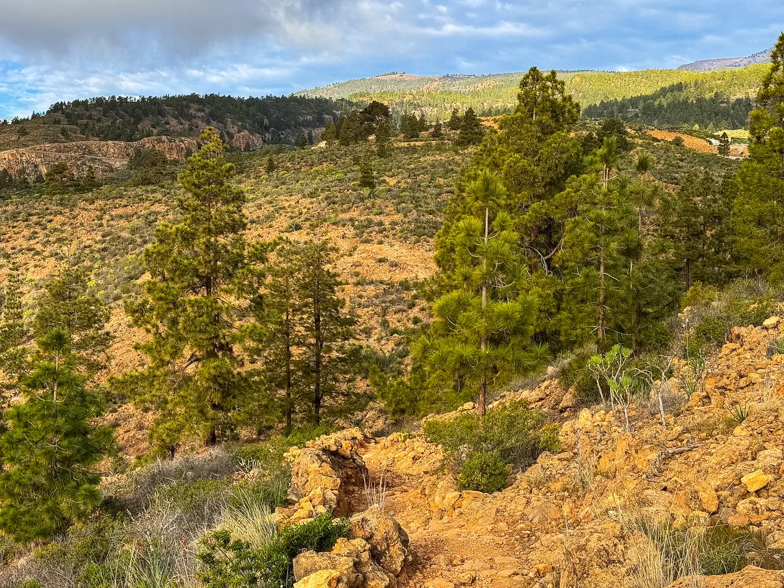 las vegas south tenerife hike trail through rural landscape and volcanic terrain